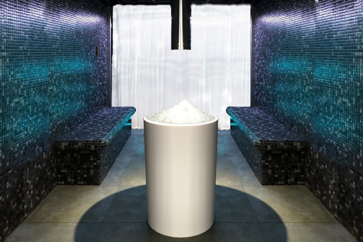 Cabina de hielo con fuente de hielo