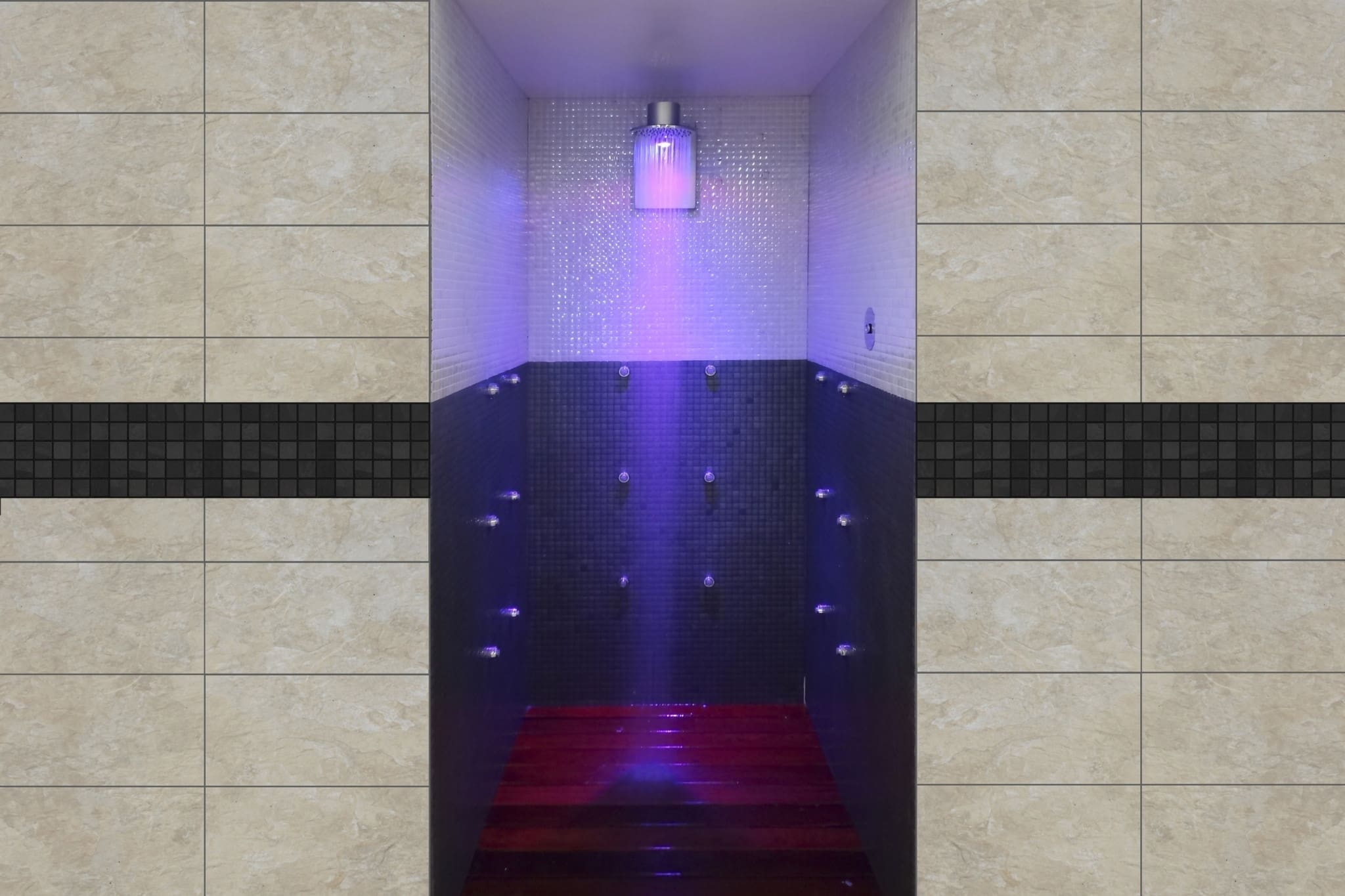 Douche bithermique séquentielle avec chromothérapie