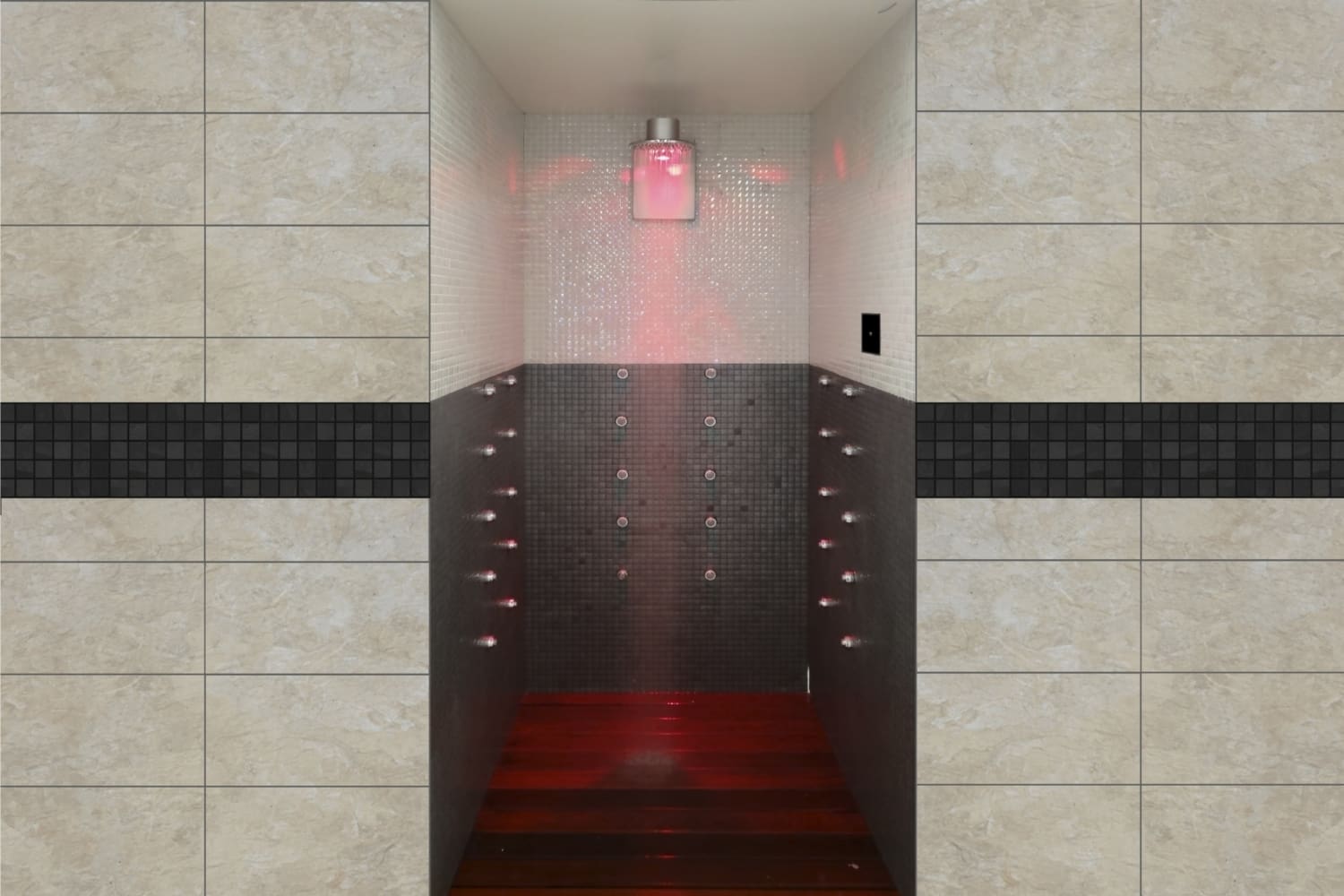 Ducha suiza con cromoterapia roja