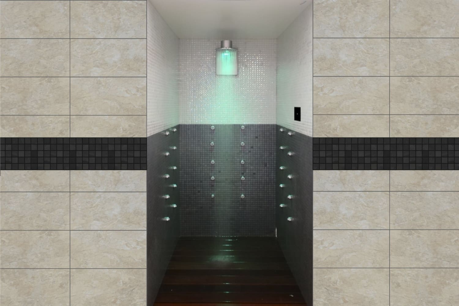 Ducha suiza con cromoterapia violeta