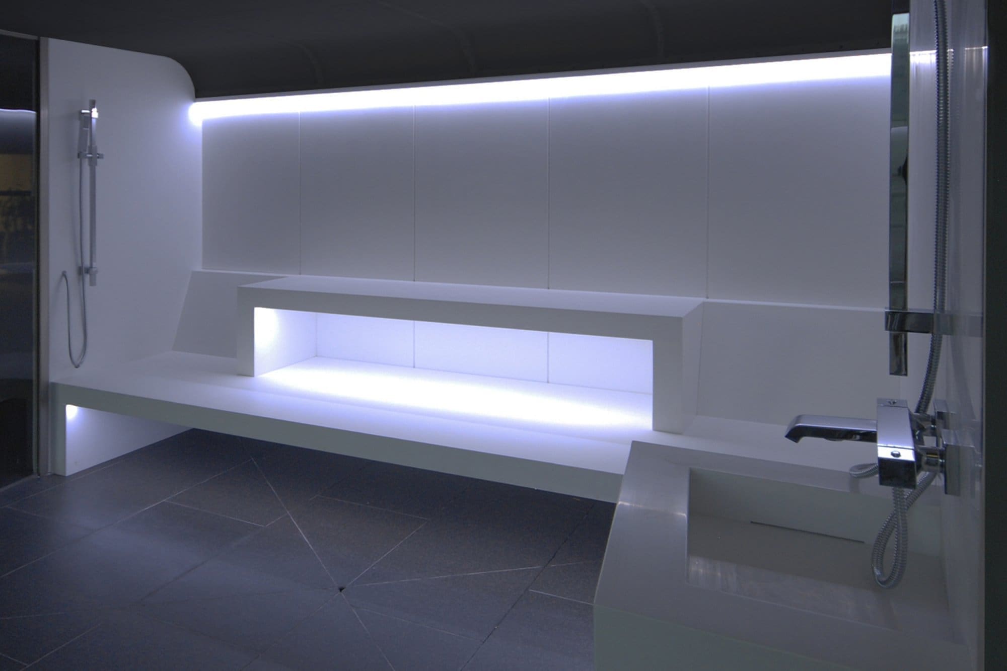 Baño turco o hammam solid surface con iluminación led