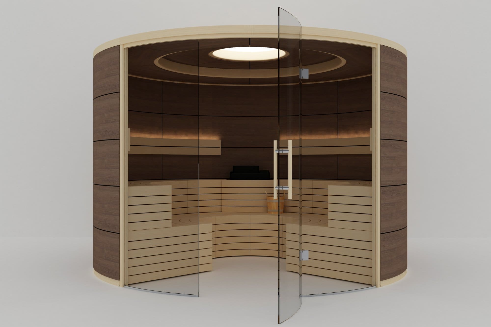 Sauna Round en madera Wengue