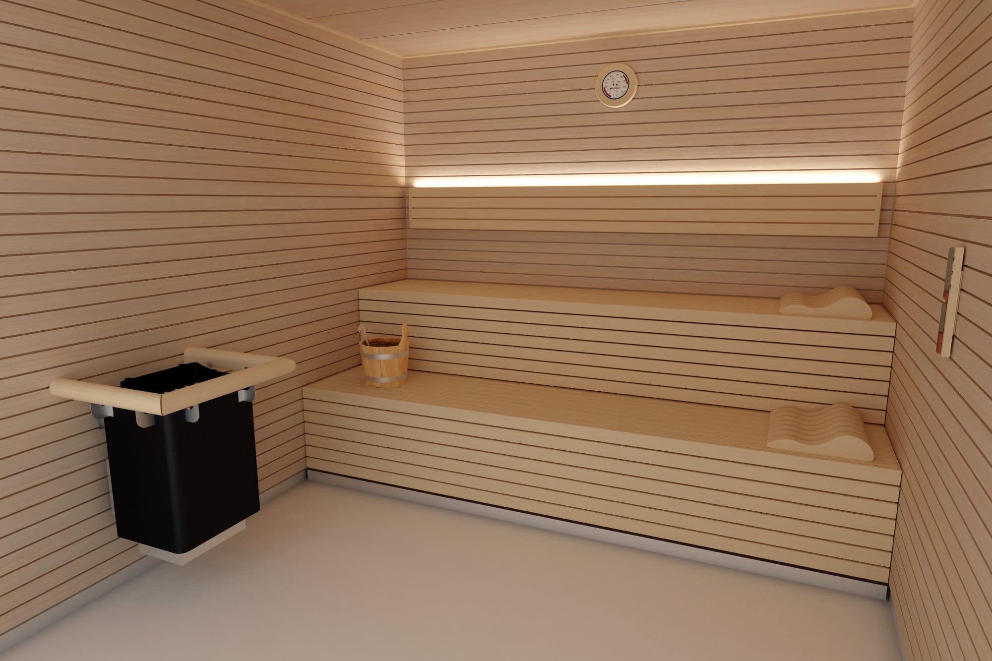 Zurich sauna in hemlock wood