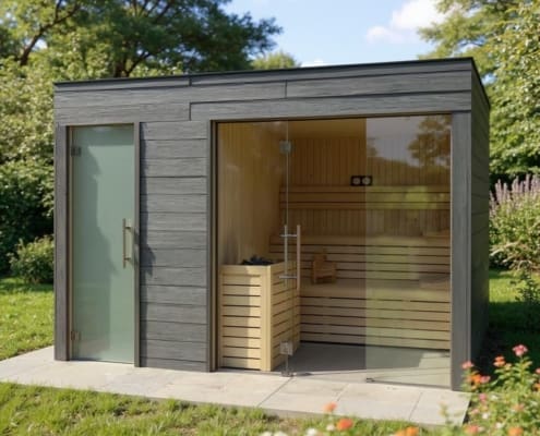 Sauna en un Jardín al aire libre