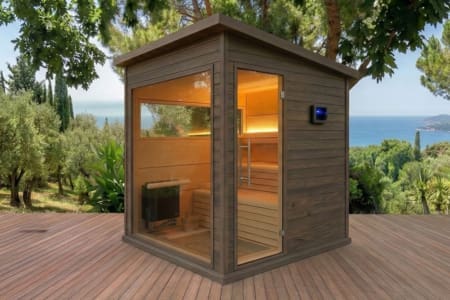 Sauna exterior en formato pendiente