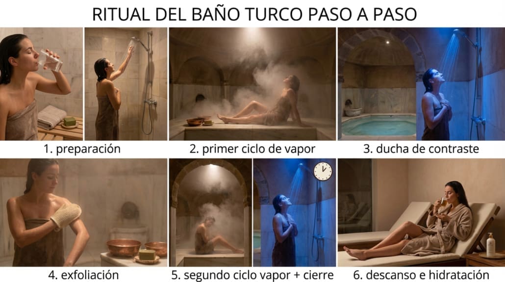 Ritual del baño turco paso a paso.